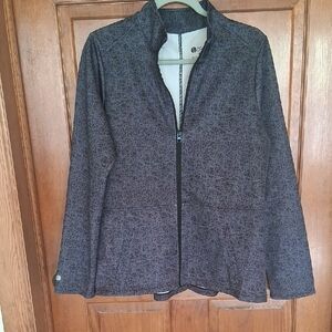 Bzees Black Geometric Zip-Up Utility Jacket